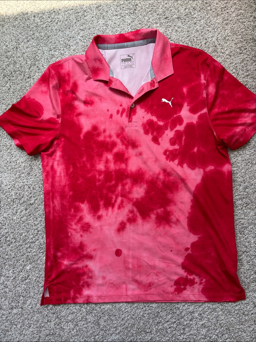 PUMA Boys Red Tie-Dye Polo Shirt